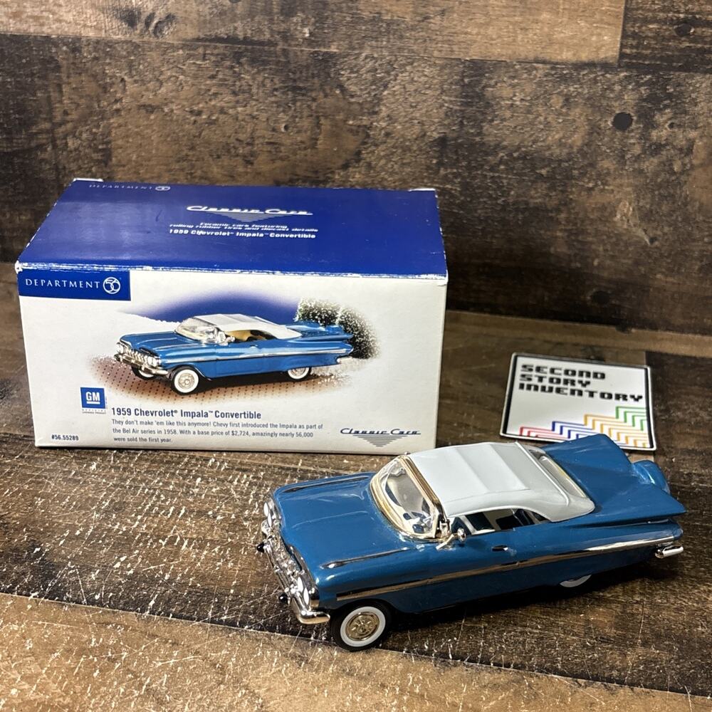 DEPARTMENT Dept 56 Classic Car 1959 Chevrolet Impala Convertible Blue 56-55289